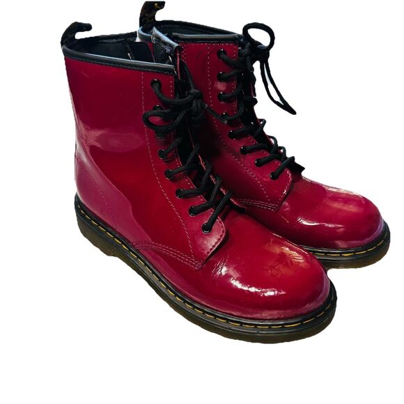 Docs Dr. Martens Women's 1460 Boots Red Cherry wood Patent Leather Size US 7 - Picture 7 of 10